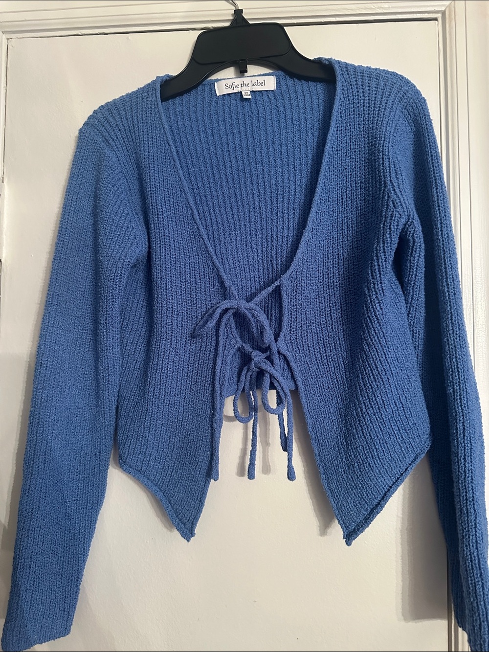 Soften The Label Blue Tie-Front V-Neck sweater
